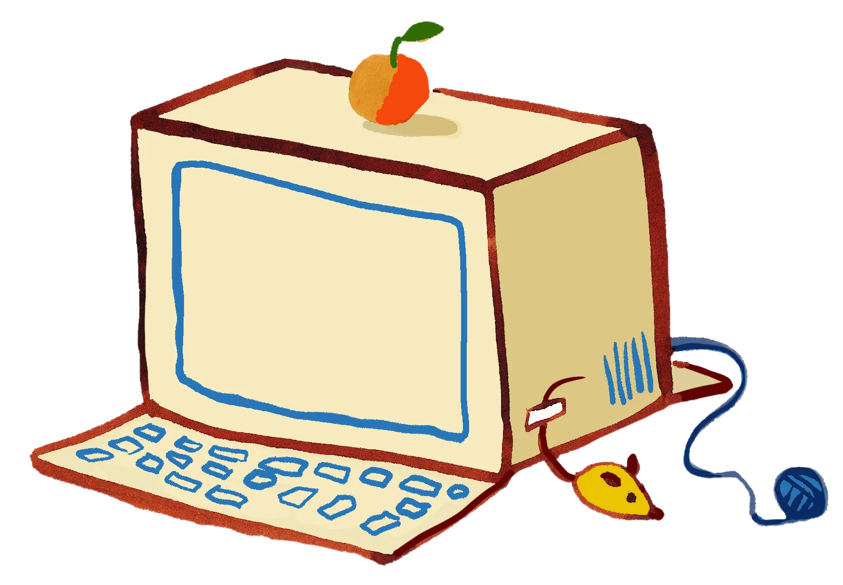 Zeichnung eines Computers als Symbol für die Online-Anmeldung des Kindes